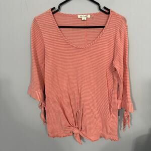 Simply Noelle Striped Front Knot Top Women's Size Small / Medium Cotton Blend